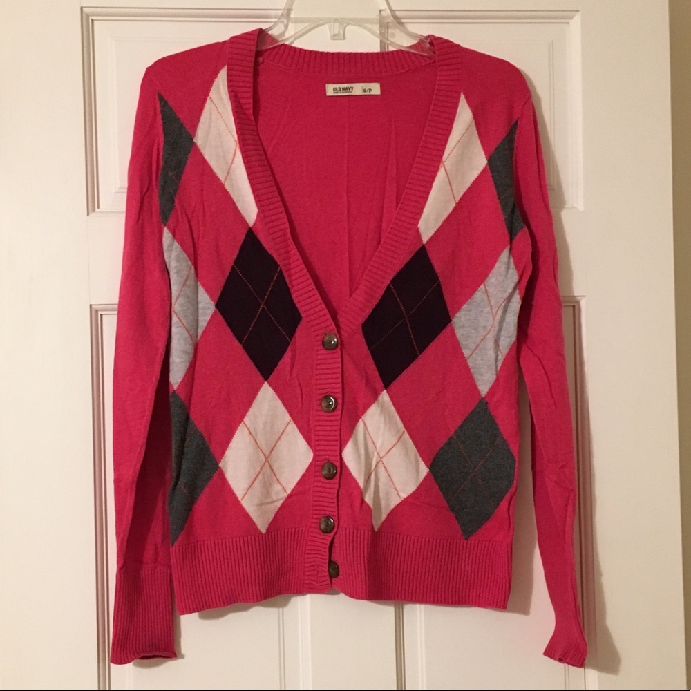 Pink Plaid Old Navy Button Cardigan